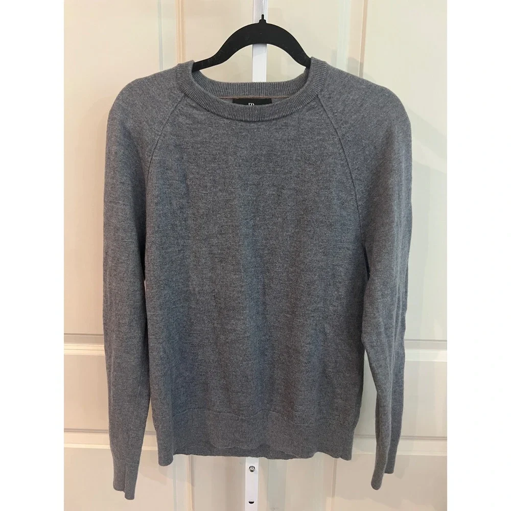 Banana Republic Mens Franco Italian Merino Wool Crewneck Sweater Gray M